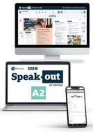 Een computerscherm, laptop en telefoon die alle drie screenshots tonen van de Speakout-website.