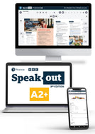 Een computerscherm, laptop en telefoon die alle drie screenshots tonen van de Speakout-website.