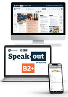Een computerscherm, laptop en telefoon die alle drie screenshots tonen van de Speakout-website.
