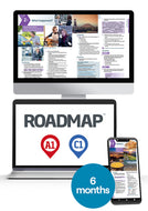 Een computerscher, laptop en telefoon die alle drie screenshots tonen van de Roadmap-website. Over het beeld staat een button met de tekst 