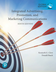 Omslag van "Integrated Advertising, Promotion, and Marketing Communications, 9th edition" door Chow en Baack, met daarop drie pijlen die midden in een doel steken.