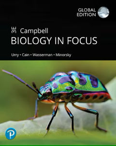 Omslaf van "Campbell Biology in Focus, 3rd Edition" van Urry, Cain, Wasserman en Minorsky, met daarop een veelkleurige kever.